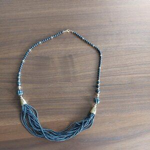 Beautiful 24-inch Onyx & Gold Tone Necklace